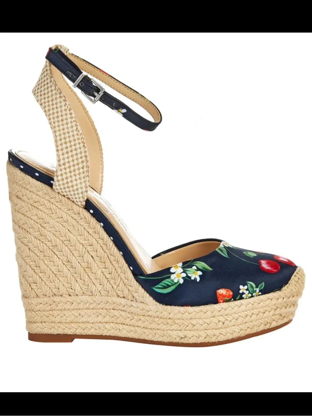 Jessica Simpson Zestah Retro Cherry Print Espadrille Platform Wedge Heels Sz 9